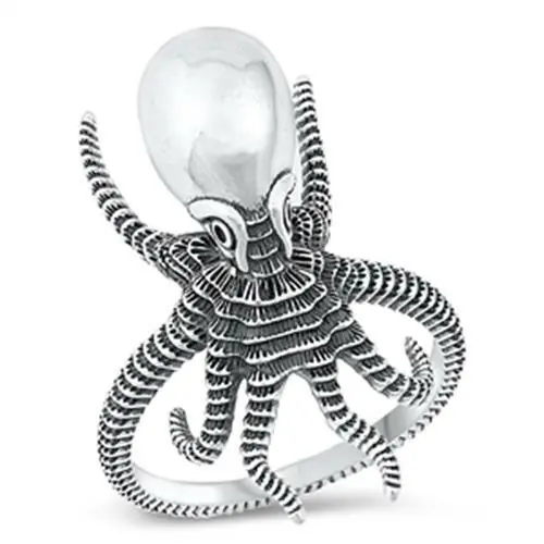 925 Sterling Silver Octopus Ring  Tentacle Band New Size 5-12