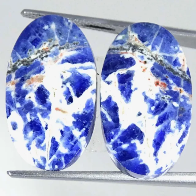 17.10Cts Natural Sodalite Cabochon Pair Oval Loose Gemstones