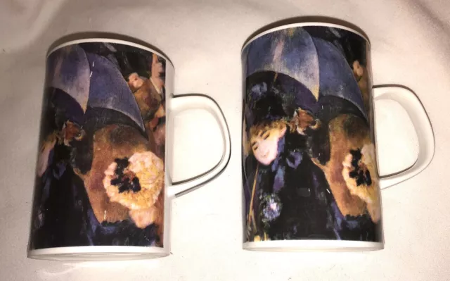 Vintage Dunoon Fine Bone China Mug Pair Les Parapluies by Renoir