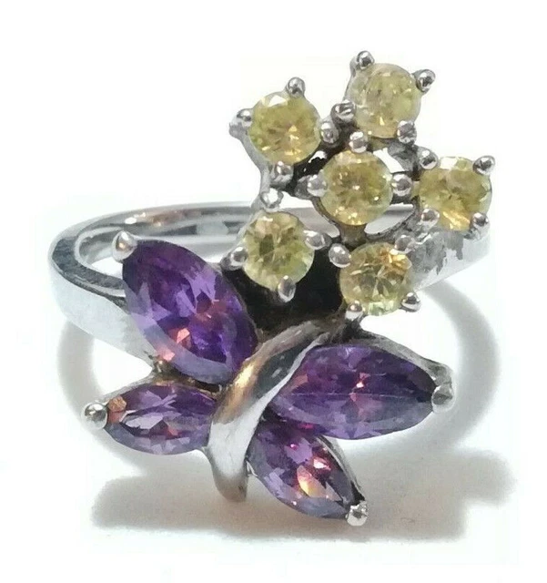 DOLCE ANELLO CON FARFALLA E FIORE REALIZZATO IN ARGENTO 925 MISURA: 17,2 mm
