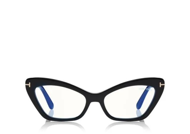 Tom Ford TF5643-B 001 Black Cat Eye Sunglasses Clip On's Plastic Frame 55-17-140