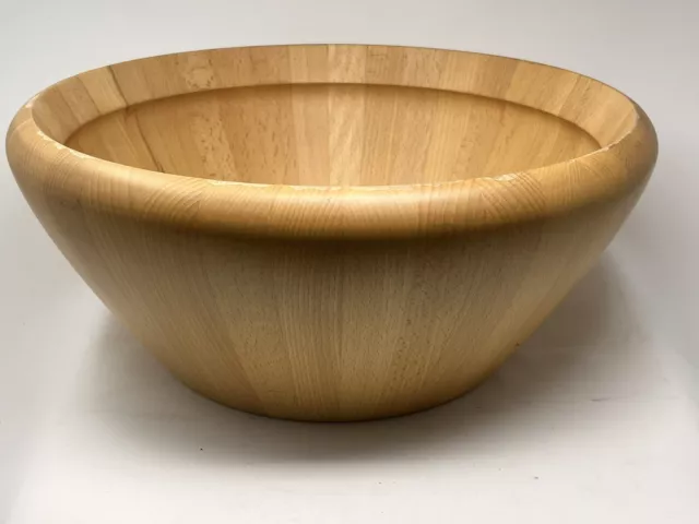 Wood Salad Fruit Bowl Hand Crafted Rich Color Tapered Shape Food Safe Lacquer