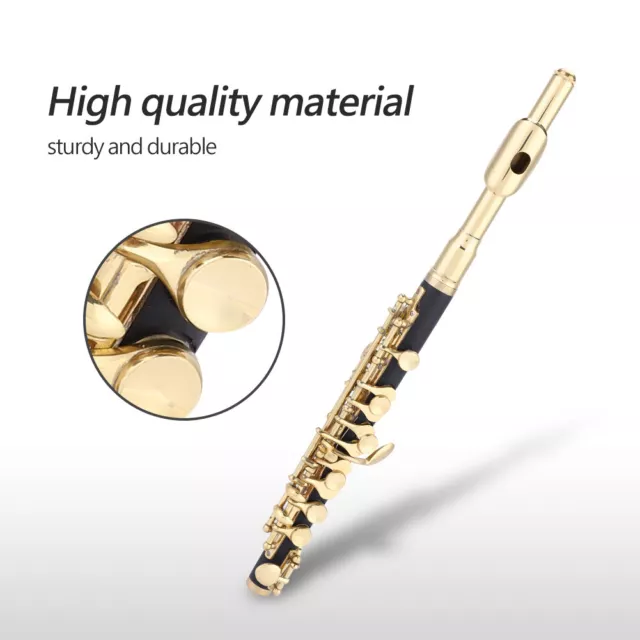 Piccolo Ottavino Half Size Flute Plated C Key Tone With Padded Box Case (Gol Gfl