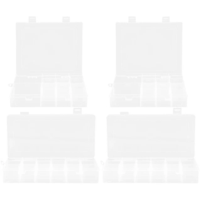 4 piezas Caja de almacenamiento de plástico transparente Baratija Joyería Rejillas Organizador Tablero