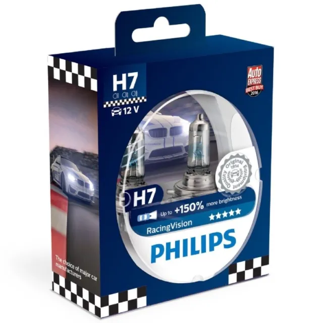 Philips RacingVision H7 bis zu 200% mehr Licht Halogenlampe 12972RV+S2 Duo