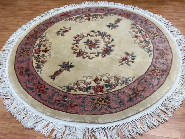 7' x 7' Round Chinese Aubusson Oriental Rug - Full Pile - Hand Made - 100% Wool