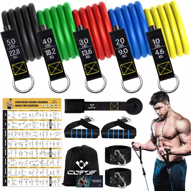 Resistance Bands Widerstandsbänder Set, 5 Fitnessbänder Expander Tube Bands