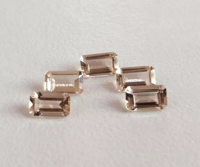 6x4 MM Émeraude Naturel Coupe Pêche Morganite Octogone Desseré Gemme 5pcs Lot