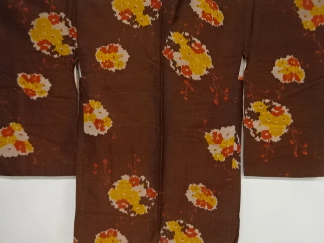 11107# Japanese Kimono / Antique Haori / Woven Flower