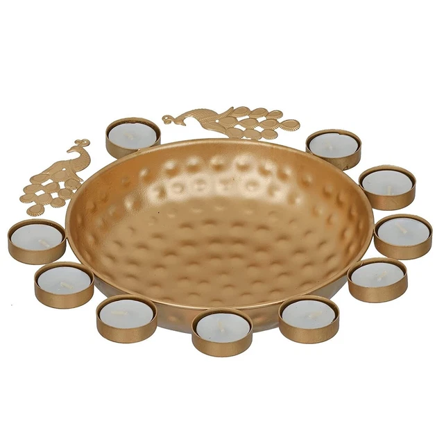 Peacock Urli Bowl, Diwali Pooja Urli, Traditional Home Decor Gift, Urli 12" 3