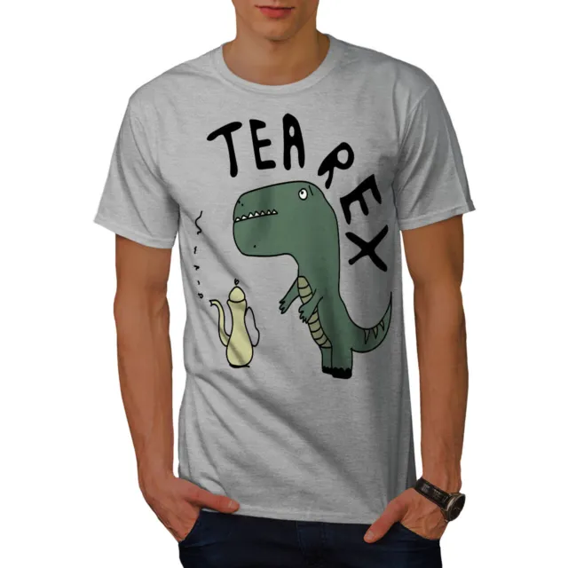 T-shirt da uomo Wellcoda Dinosaur Tea Rex, grafica divertente stampata