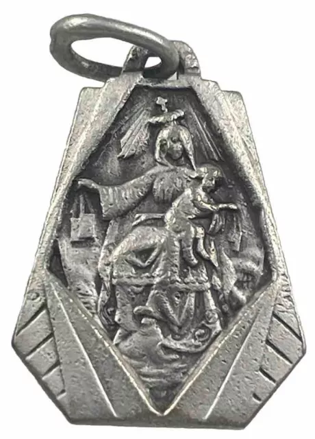 VINTAGE CATHOLIC SIGNED Karo Sacred Heart Jesus Silver Tone Medal ...