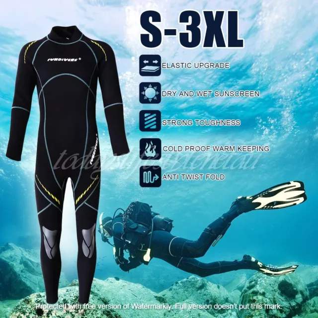 3mm Men Scuba Diving Suit Long Sleeve Neoprene Submersible Wetsuit (1 pc suit)