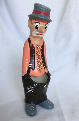 Vintage Sad Hobo Clown Cactus Planter Painted Ceramic 6
