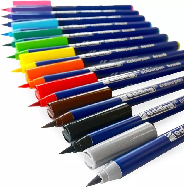 Edding - Farbstift - Pinselspitze Pinselstift - Geldbörse mit 12 Farbmarkern