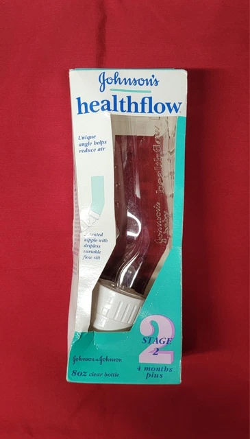 Vintage 1995 Johnson's HealthFlow Angled 8 oz Baby Bottles Stage 2 - NEW