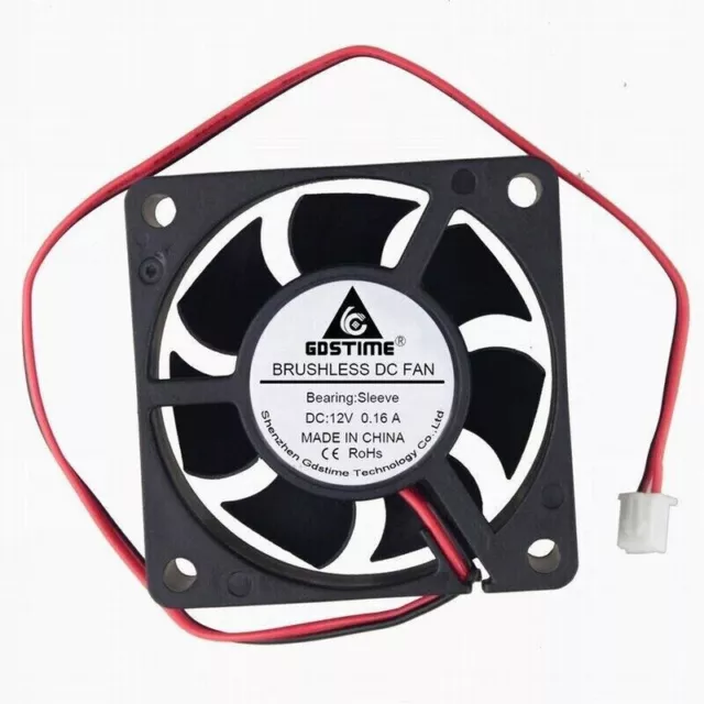 12V 60mm x 20mm 2 Pin CPU Brushless Cooling Fan PC Cooler Heat Sink RPM 6020 BLK