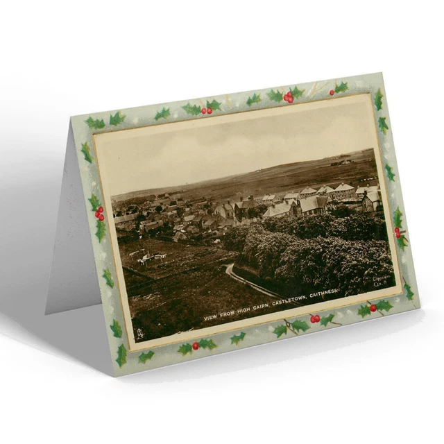 CARTOLINA DI NATALE Vintage Scozia - Vista da High Cairn, Castletown, Caithness