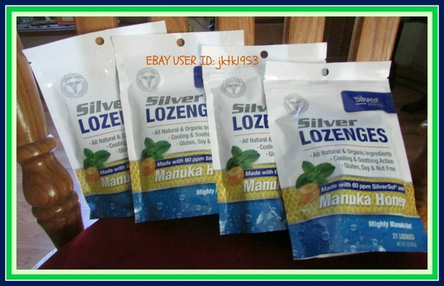 Silver Biotics Lozenges IMMUNE BOOST SORE THROATS 60 ppm MANUKA HONEY FOUR PACK