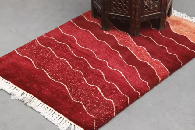 Hogar Decor Regalos Anudado a Mano Pequeño Lana Área de Alfombra Bohemio Roja 2