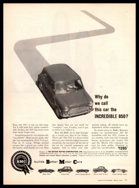 1960 Austin Healey Mini 850 $1295 BMC Hambro Automotive Vintage Morris Print Ad
