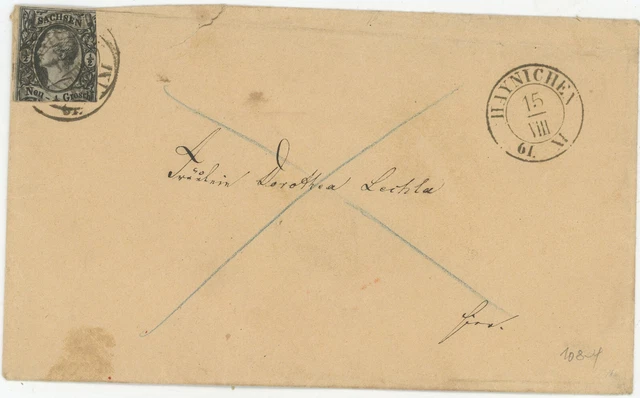 Altdeutschland Sachsen Orts Brief Hainichen 1861