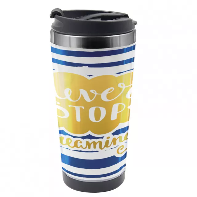 Ambesonne Lettering Travel Mug Steel Thermal Cup 16 oz