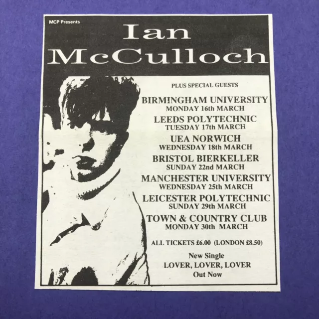 Ian McCulloch UK Tour 1992 Dates Advert Press Cutting