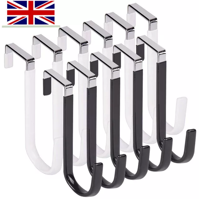 4-8PCS Over The Door Hooks Rubber Prevent Scratches Stainless Steel Door Hangers