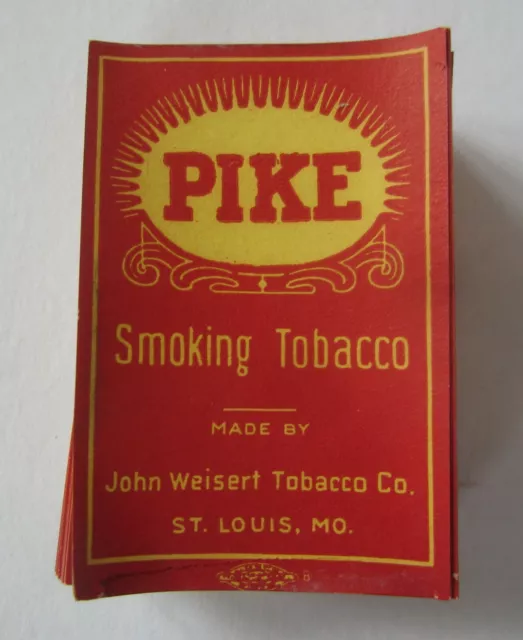 Wholesale Lot of 100 Old Vintage - PIKE Smoking Tobacco LABELS - John Weisert Co