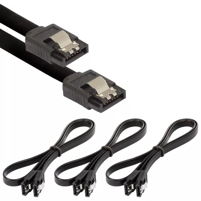 Cable de datos Poppstar 3x 0,5 m S-ATA 3 HDD SSD conector recto hasta 6 Gbps negro