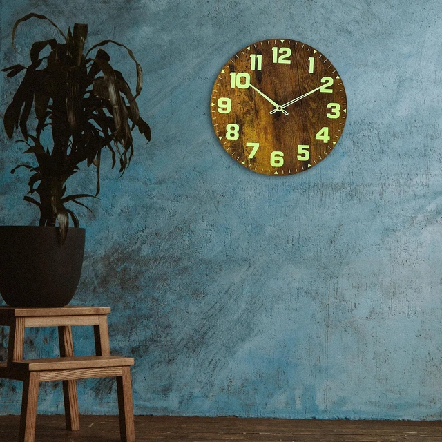 Horloge murale lumineuse silencieuse créative ronde 12 pouces pour chambre