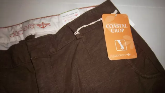NWT Womens $48 DOCKERS Attractive Brown Coastal Crop Linen Pants Size 4 ~NICE! 2
