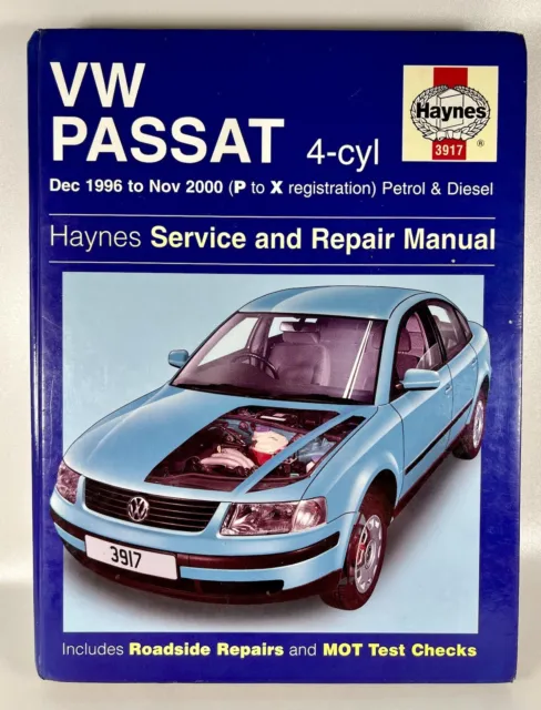 VW Passat (Petrol & Diesel) Haynes Workshop Manual 1996-2000 4-cyl P to X reg