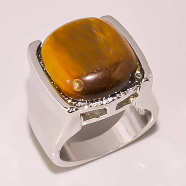 Yellow Tiger's Eye Gemstone Jewelry 925 STERLING SILVER PLATED RING 6