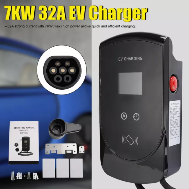 7KW 32A EV Charger Type 2 Home Electric Vehicle Charging Station Wallbox 28FT