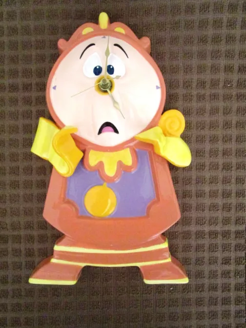 Vintage Schmid Disney Beauty & The Beast "Cogsworth" 10.5" Ceramic Wall Clock
