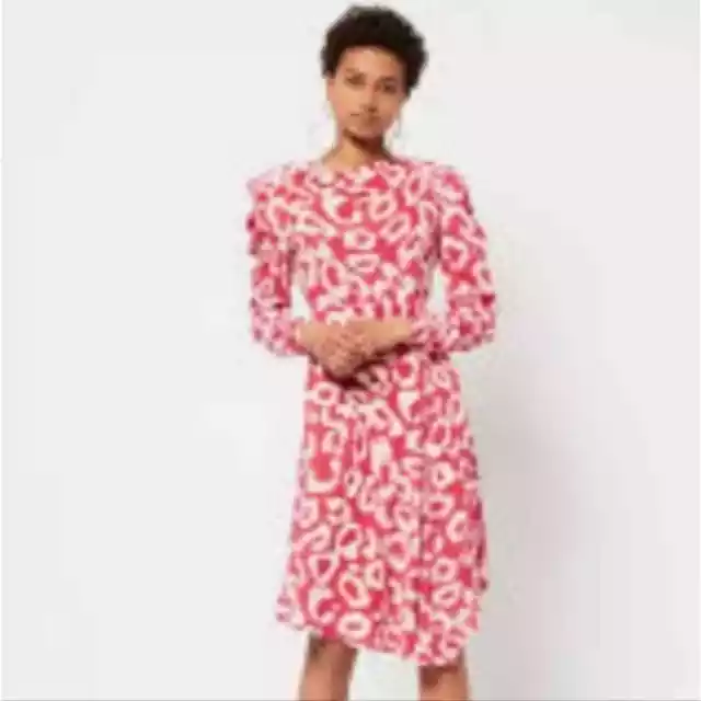 Isabel Marant Silk Pink / White Pucker Sleeve Dress Size 36 (Us 4-6)