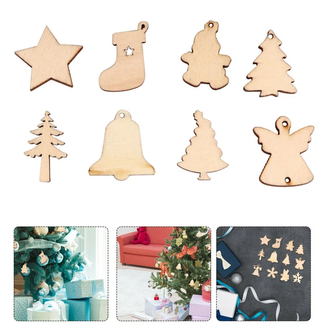 150 Pcs Bauernstrumpf-Tags Weihnachtsholzspäne Weihnachtsdekoration Holzhandwerk