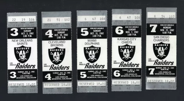 Marcus Allen Rookie Vintage 1982 Los Angeles Raiders Full Football Tickets Lot