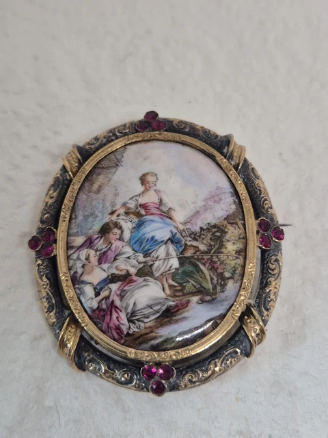 Broche Ancienne En Argent Massif – Vermeil Art Déco – Marcassite