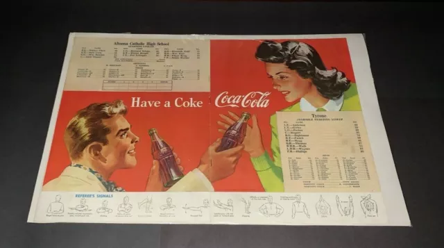 Vintage 1940s Altoona Catholic vs Tyrone PA High Football with Coca-Cola Ad RARE