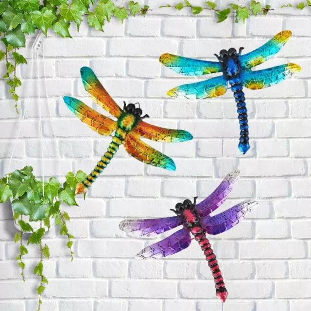 3x Metal Dragonfly Wall Art Sculpture Ornaments Home Patio Garden Crafts Decors
