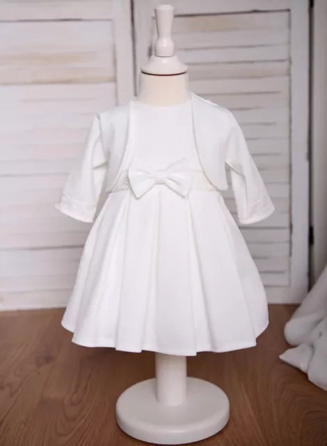 Maja ♥ Taufkleid mit Bolero und Stirnband creme Festkleid NEU ♥ PREISKNALLER