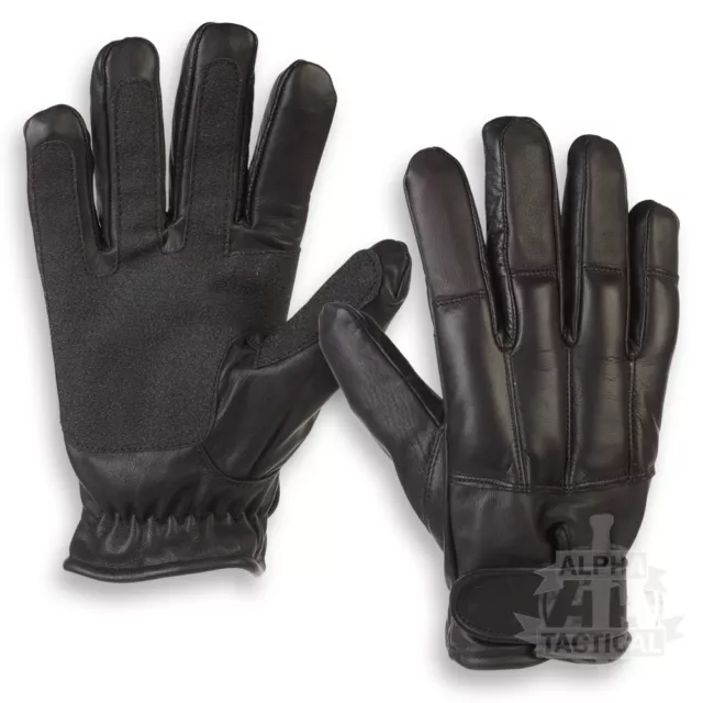 Sand Filled Enforcer Security Made With Kevlar Anti Slash Leather Gloves Black