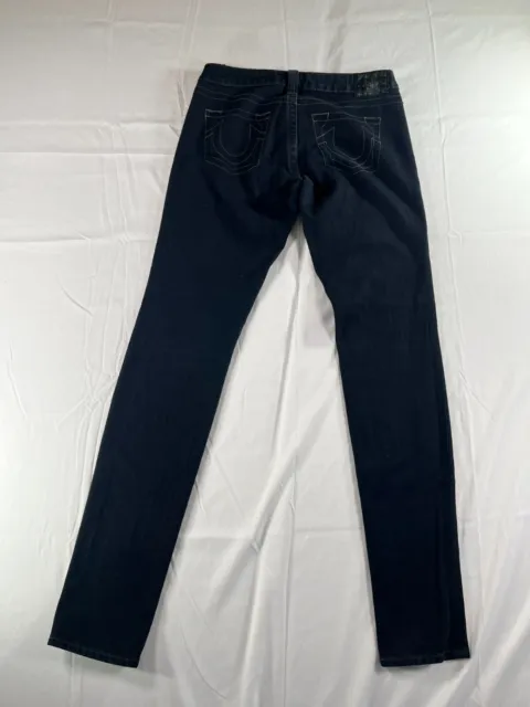 Women's True Religion Rockstar Stella Skinny Dark Blue Jeans Size 27W