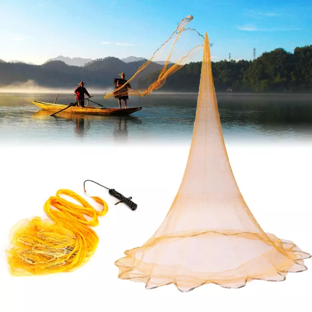 Hand Cast Fishing Nylon Net Spin Network Easy Throw Bait 0.39'' Mesh 10.5FT USA