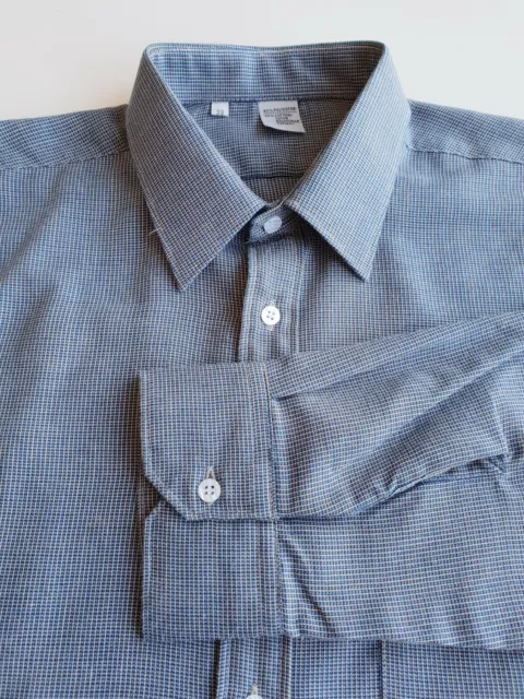 "Smart Shirt vintage anni '80 a maniche lunghe in policotone a scacchi micro *15"/M* VC46