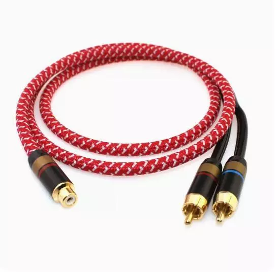 L121 Single RCA Female To Dual RCA Male For Car Audio Box Mixer Amplifier Cable