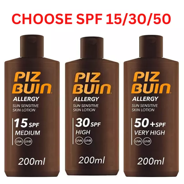 Piz Buin Allergie sonnenempfindliche Hautlotion LSF15/30/50 LSF 200ml PACKUNG WÄHLEN